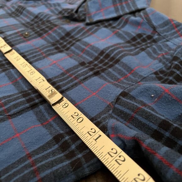 LL Bean Blue Plaid Flannel Shirt Men’s Medium Traditional Fit Button Down - Picture 6 of 10